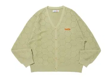 buddix 니트 가디건 옐로우 그린 크로쉐 시스루
