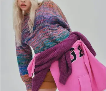 멀티 컬러 니트 스웨터 긴팔