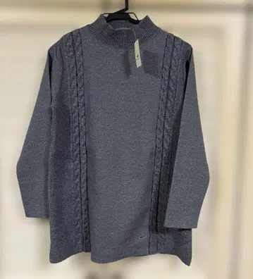 새상품, 택 포함 크로커다일 사이드 케이블 니트 튜닉 M 그레이