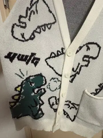 가디건 공룡 패턴