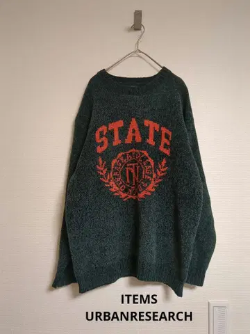 ITEMS URBANRESEARCH 로고 다크 그린 모헤어 니트