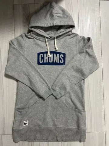 CHUMS 그레이 후드 부착 롱 후드티