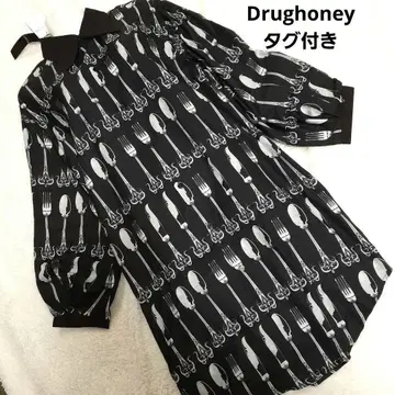 새상품 드래그 허니 양산형 지뢰 펑크 락 고스로리 셔츠 원피스