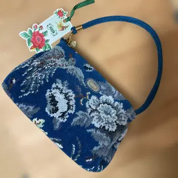 레어 페이 파란색 꽃무늬 핸드백 미사용 봉황 노블 파라디스