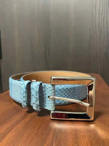 미사용 claudio ORCIANI 스카이블루 천연 가죽 벨트 띠어리