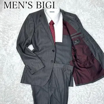 [ 새상품급 ] 남성용 비기 수트 셋업 실크 혼방 광택 스트라이프 실버