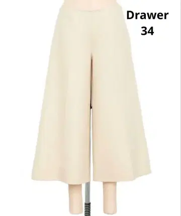 드로어 울 100% 삭소니 와이드 팬츠 아이보리 34