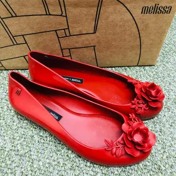 Melissa 플라워 장식 플랫슈즈 레드