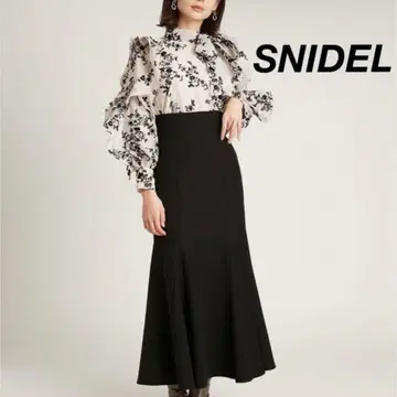 SNIDEL 스나이델 헴 플레어 머메이드 스커트 블랙 L 사이즈