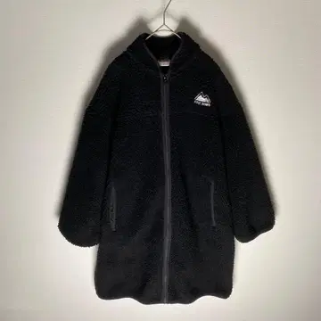 퍼스트 다운 롱 플리스 자켓 집업 로고 자수 블랙 M