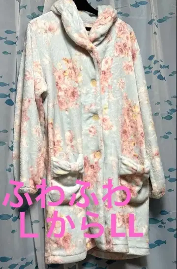 나루에 플리스 꽃무늬 룸웨어 후드 부착