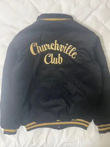 backers 바커스 블랙 코듀로이 체인 스티치 바시티 자켓