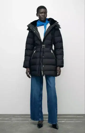ZARA 자라 벨트 포함 롱 다운 자켓 다운 코트 M 사이즈