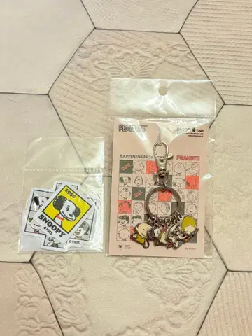 [ 미개봉 새상품 ] 스누피 타운 6연 키체인 50년대 스티커 세트