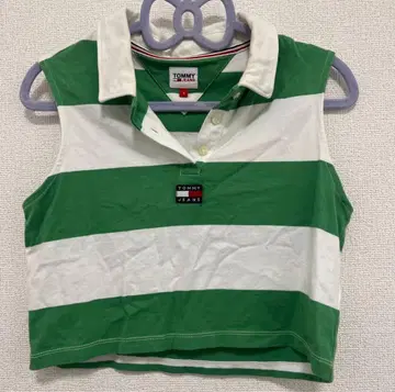 [ 즉시 구매 ] TOMMY JEANS 슬리브리스 피케 셔츠 그린 XS