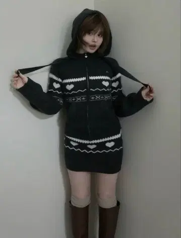 andmary Heart knit set up black
