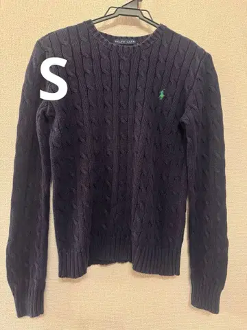 랄프 로렌 코튼 케이블 스웨터 여성용 S 사이즈 네이비