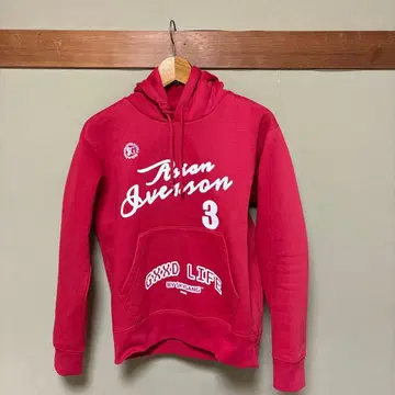 앨런 아이버슨 프린트 후드티 S 사이즈 레드