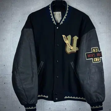 MEN'S VACHE 바시티 자켓 L 백 자수 울 천연 가죽 빈티지