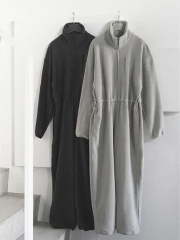 anuke 플리스 하프 지퍼 올인원