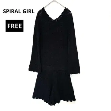 SPIRAL GIRL 시스루 니트 팬츠 세트 원피스 F 블랙