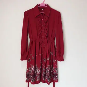 [ ] 원피스 빨간색 꽃무늬 성인 고급 레트로 익명 배송