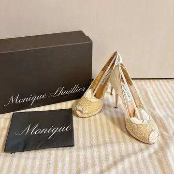 새상품급 Monique Lhuillier 레이스 오픈토 하이힐