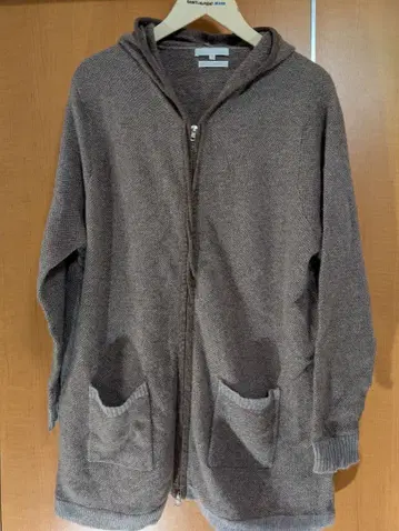 캐시미어 100% 후드 부착 롱 후드티 브라운