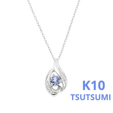 TSUTSUMI 츠츠미 K10 화이트 골드 탄자나이트 목걸이
