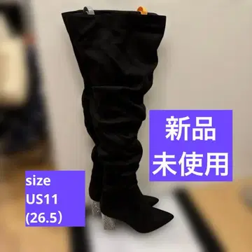 [ 새상품 ] SHEIN 블랙 스웨이드 오버니 부츠