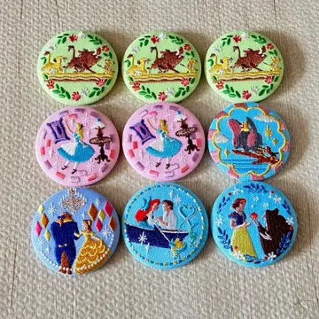[ 디즈니 ] 캐릭터 자수 캔뱃지 비스킷 9종 세트