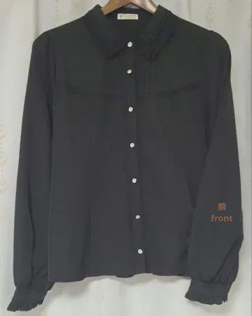 axes femme 옷깃 블라우스 (블랙) M