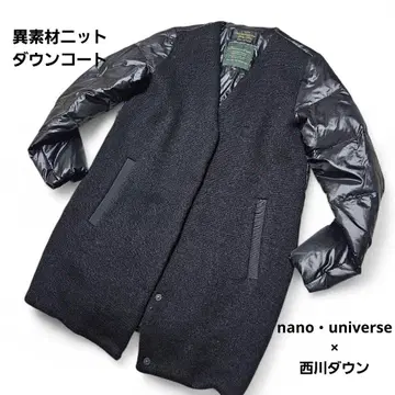니시카와 다운 나노 유니버스 이소재 절개 니트 다운 자켓 코트 36