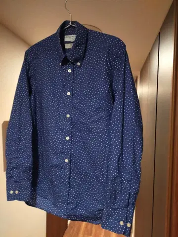 제임스 모티머 네이비 도트 무늬 셔츠 36