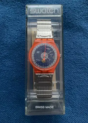 swatch 손목시계 오렌지/네이비 스위스산