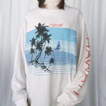 80s usa제 used XL/HEF-T 헤프트 하와이 긴팔 티셔츠
