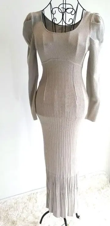 머큐리 듀오 머메이드 니트 플리츠 롱 원피스 코르셋 라인 F