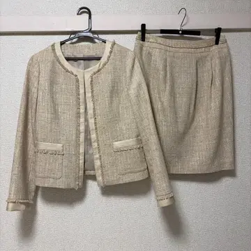 [ TRANS WORK ] 베이지 트위드 자켓 셋업 스커트 세트