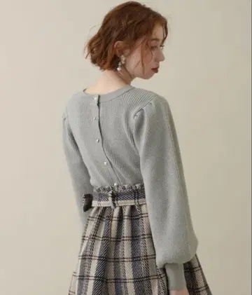 NICE CLAUP 전후 2way 라메 니트 가디건