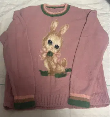 tntntutu 텐츠 레트로 토끼 니트 플리스 스웨터 핑크