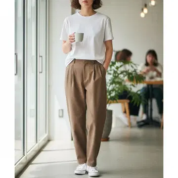 저널 스탠다드 L 울 스트레치 팬츠 브라운 턱 팬츠