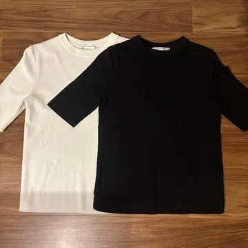 ROPE PICNIC 하프 슬리브 니트 티셔츠 크루넥 화이트 블랙 세트