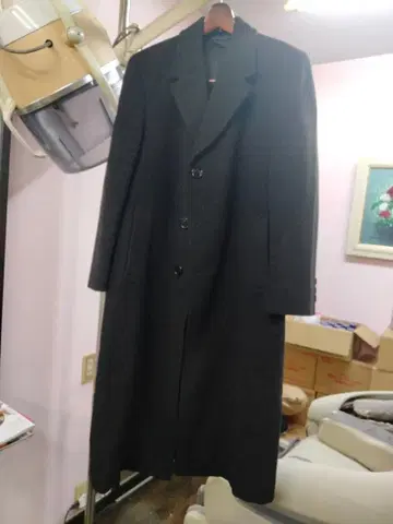 다크 그레이 체스터 코트 울 혼방