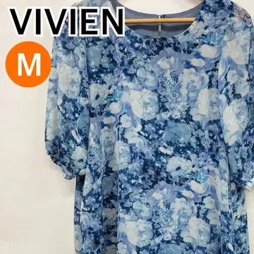 VIVIEN 상의 튜닉 꽃무늬 라이트 블루 M [ CT1848 ]