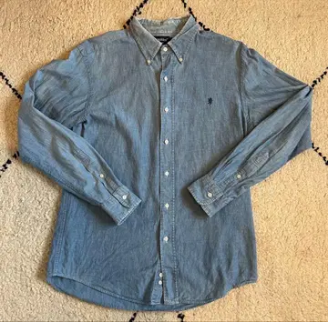 Gymphlex 인디고 염색 버튼 다운 셔츠 L 사이즈