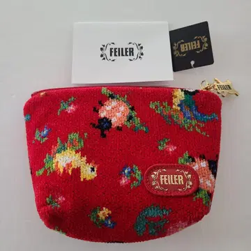 미사용 새상품 페이러 FEILER 파우치 하이디 빨간색 슈니르 직조
