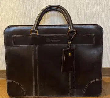 GANZO 다크 브라운 가죽 비즈니스 백 브라이들 가죽