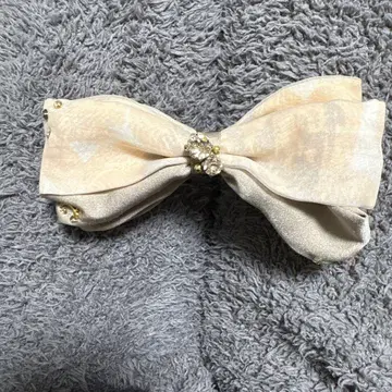 COMPLEX BIZ 크림색 비쥬 리본 바나나 클립