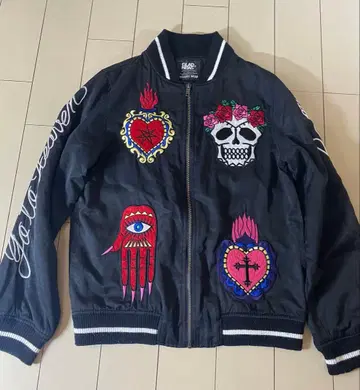 글래드 뉴스 스컬 패치 스카잔 y2k 아우터 자켓