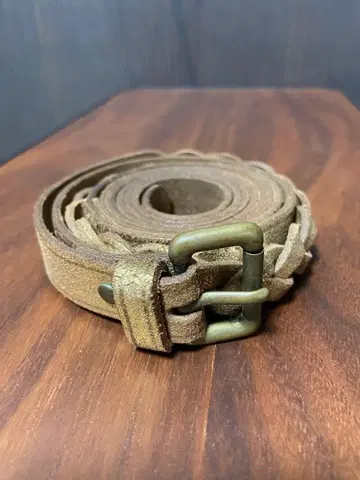 미사용 띠어리 이중 벨트 골드 브라운 계열